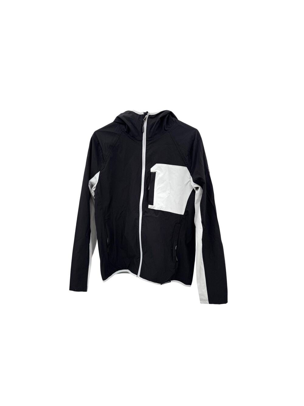 BE BOUNDLESS Colorblock Hooded Black Stretch Jacket Coat Mens Medium NWT